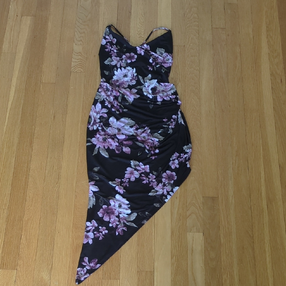 Floral Black and Purple Women's Dress
